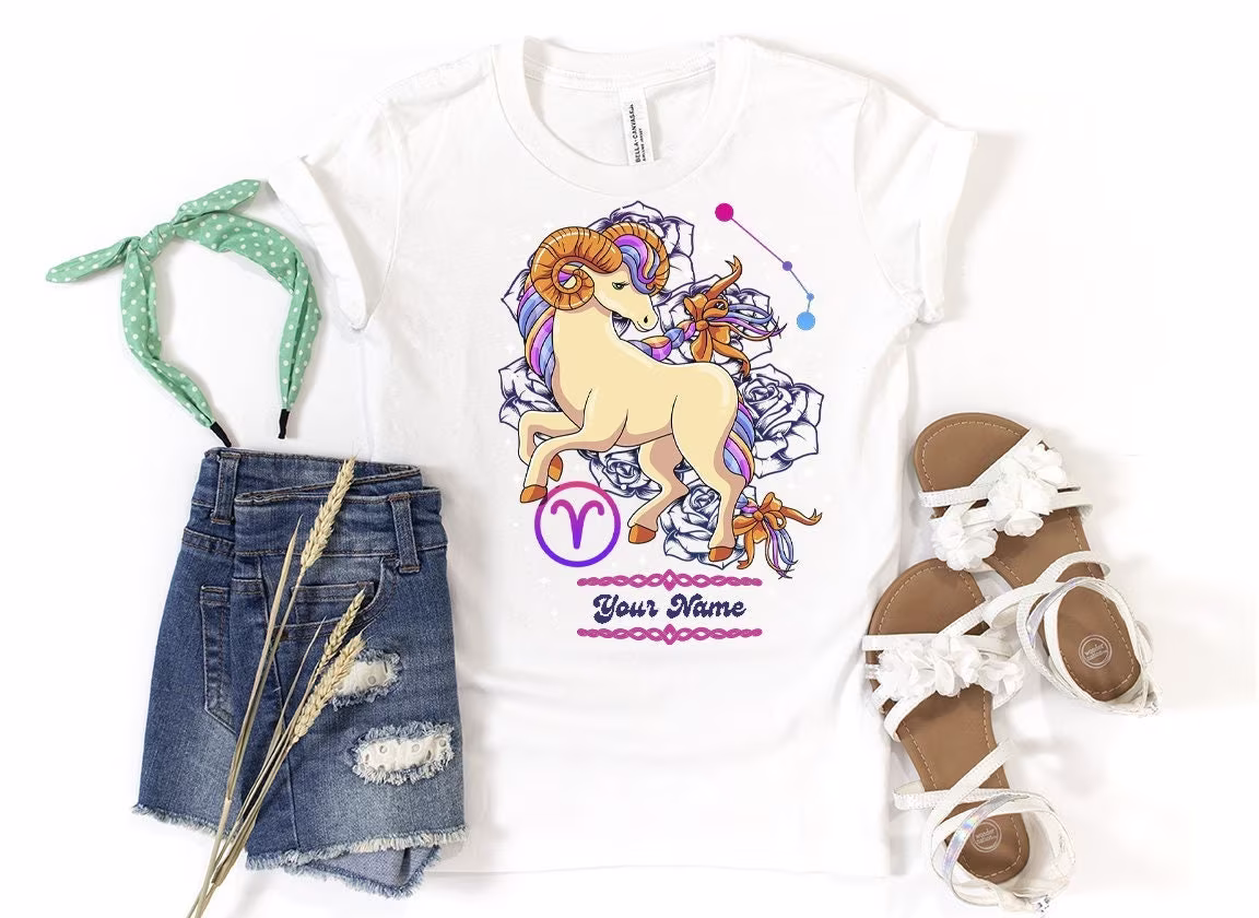 Aries Unicorn Shirt, Gift, Zodiac Birthday Constellation, Kids, Women
