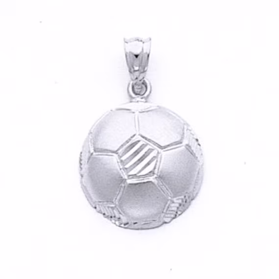 sterling Silver 3 Dimensional Soccer Ball Pendant
