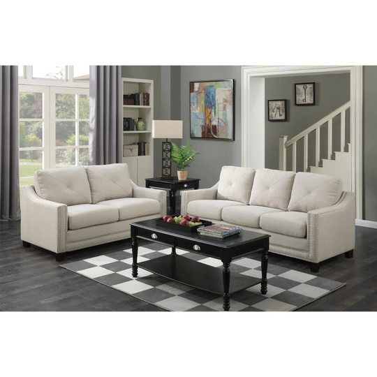 Picket House Furnishings Mauldin Modern 2-Piece Polyester/Polyester Blend Taupe Living Room Set in Gray | UMO086SL2PC