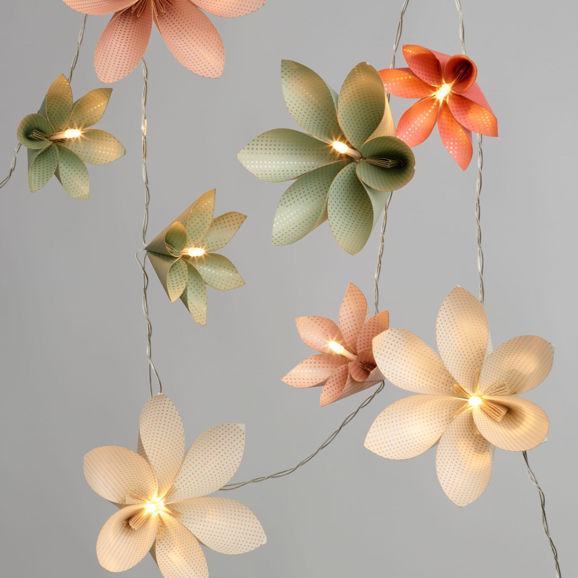 Origami Flowers LED 10 Bulb Battery Operated String Lights by World Market