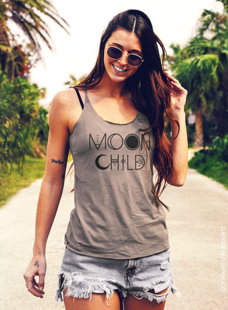 Bohemian Moon Child Tri-Blend Racerback