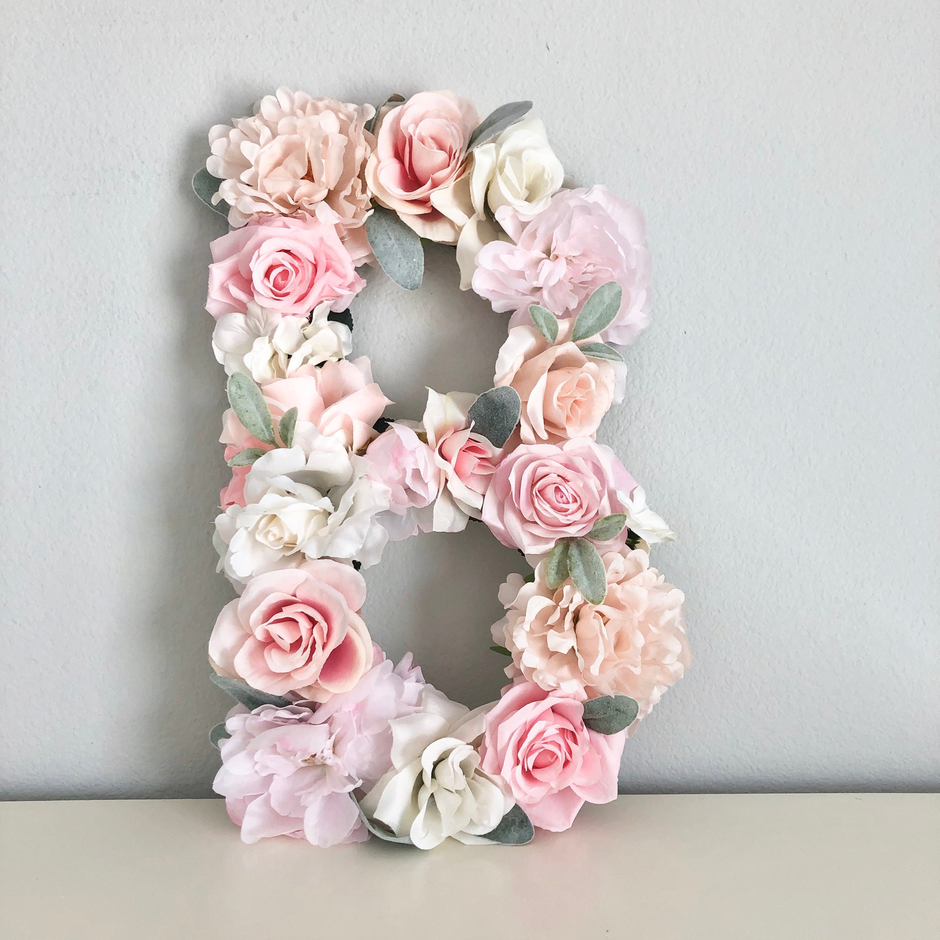 Floral Letter Nursery, Flower Letter, Girl Baby Gift, Shabby Chic Decor, Wedding Wall Nursery Peony
