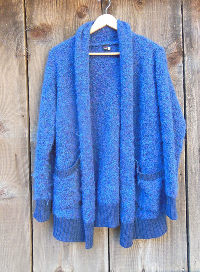 80S Vintage Alpaca Cardigan/Wool Blend Sweater Fuzzy Soft Warm Boho Hipster Preppy Classic Winter Wear Long Hanging Pockets Fitted S