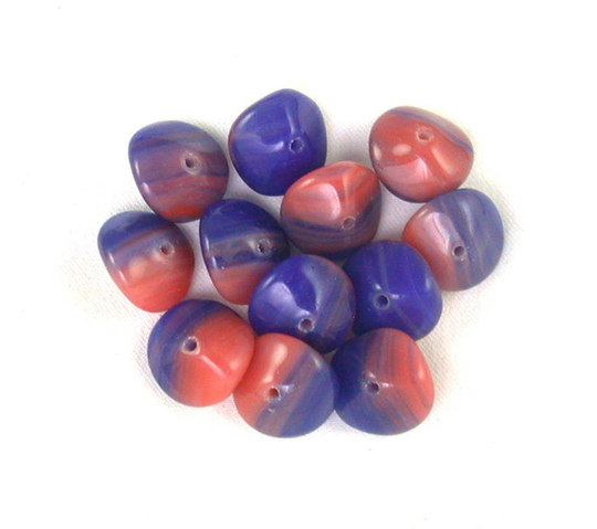 Dark Blue Old Rose Opaque Blend Vintage 7 X 10mm Wobbly Saucer Beads. Set Of 12 Or 25