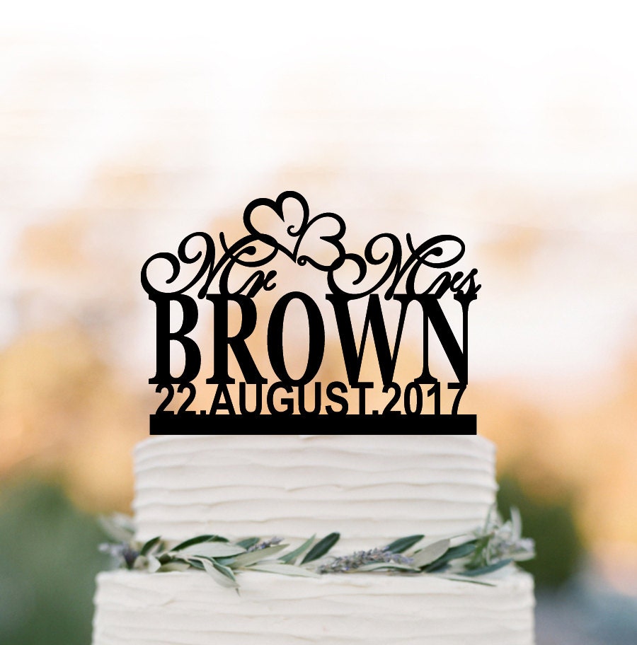 Custom Wedding Cake Topper Mr & Mrs, Personalized Wedding Cake Toppers With Name Date , Funny Acrylic