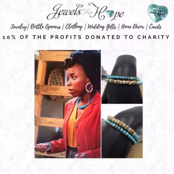Blue Stone Bracelet Set Seen On Sasheer Zamata Home Economics Earthy Jewelry Boho Wrap Women's Tan Brown Men's Stackable