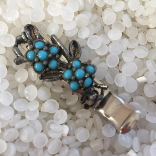 Vintage Barrette, Hair Clip With Pewter & Turquoise Finding, Handmade?
