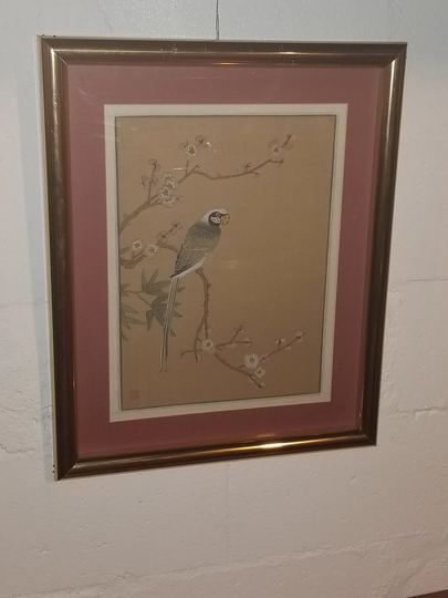 Japanese Framed Macaw Original Woodblock