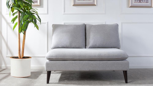 Jennifer Taylor Home Vera Midcentury Light Grey Yarn Dyed Polyester/Blend Settee in Gray | 61130-962