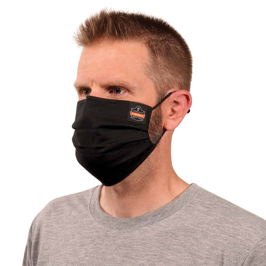 Ergodyne 12-Pack Reusable Cotton Polyester Blend Not Rated One Size Fits Most All- Purpose Face Mask in Black | 48830