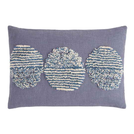 Blue Triple Circle Tufted Lumbar Pillow - Cotton by World Market