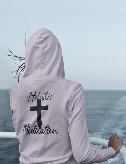 Heavy Blend Hooded Sweatshirt "Holistic Medication" Printed On Back Black Font