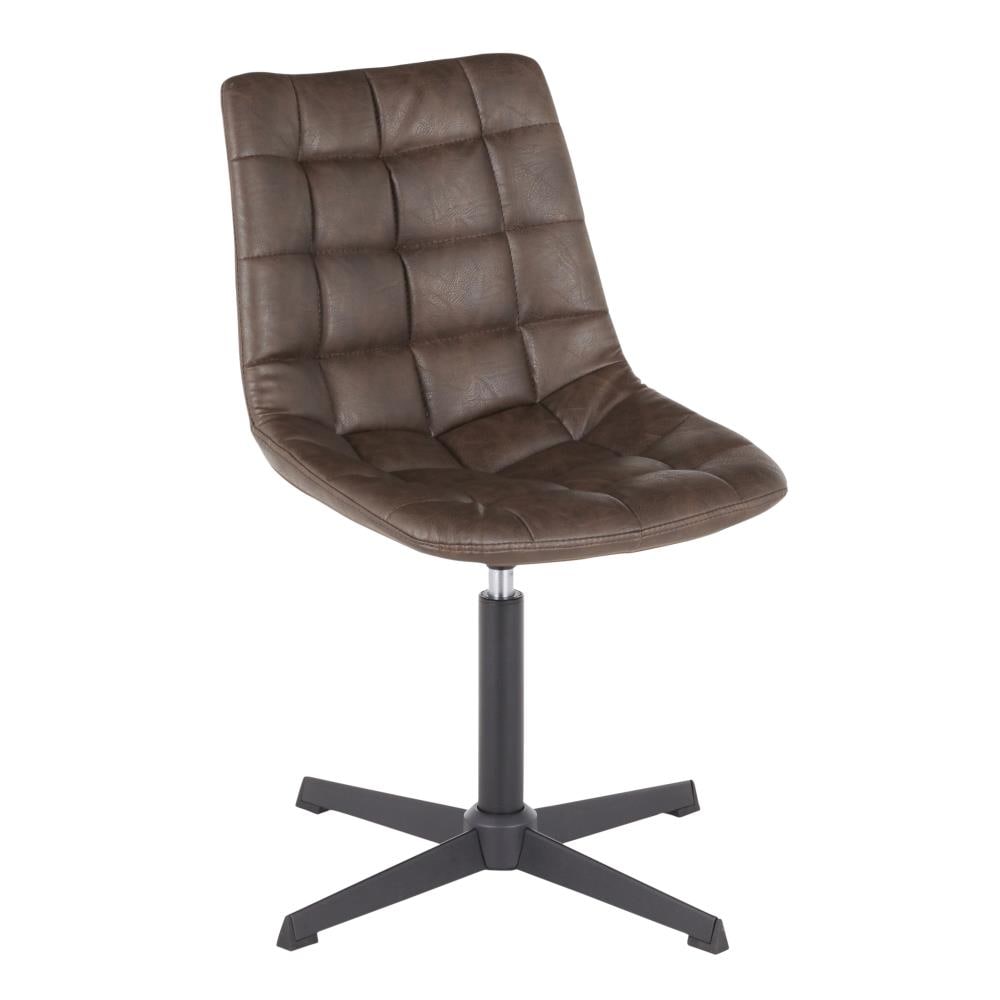 LumiSource Quad Contemporary/Modern Polyester/Polyester Blend Upholstered Swivel Dining Side Chair (Metal Frame) in Brown | DC-QUAD BKDBN