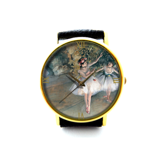 Degas Ballerinas Leather Watch, Ballerina Ladies Unisex Ballet Jewelry, Dance Teacher Student Gift