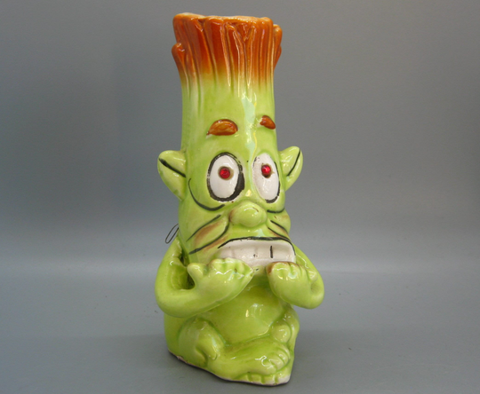 Vintage 60S Kreiss Psycho Ceramics Green Ceramic Anxiety Novelty Figurine Vase