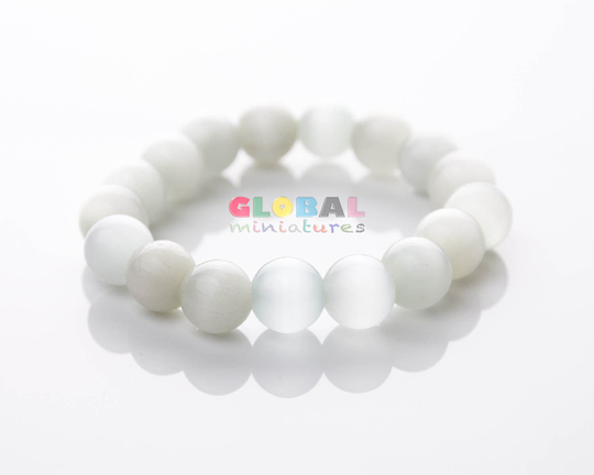 1/2" White Stone Bead Bracelet