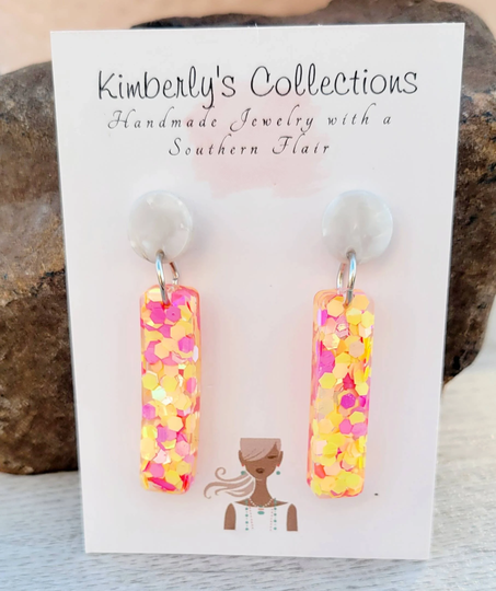 Yellow & Pink Confetti Earrings