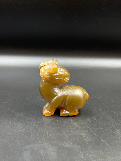 Antique Chinese Natural Agate Carved Ram Bead