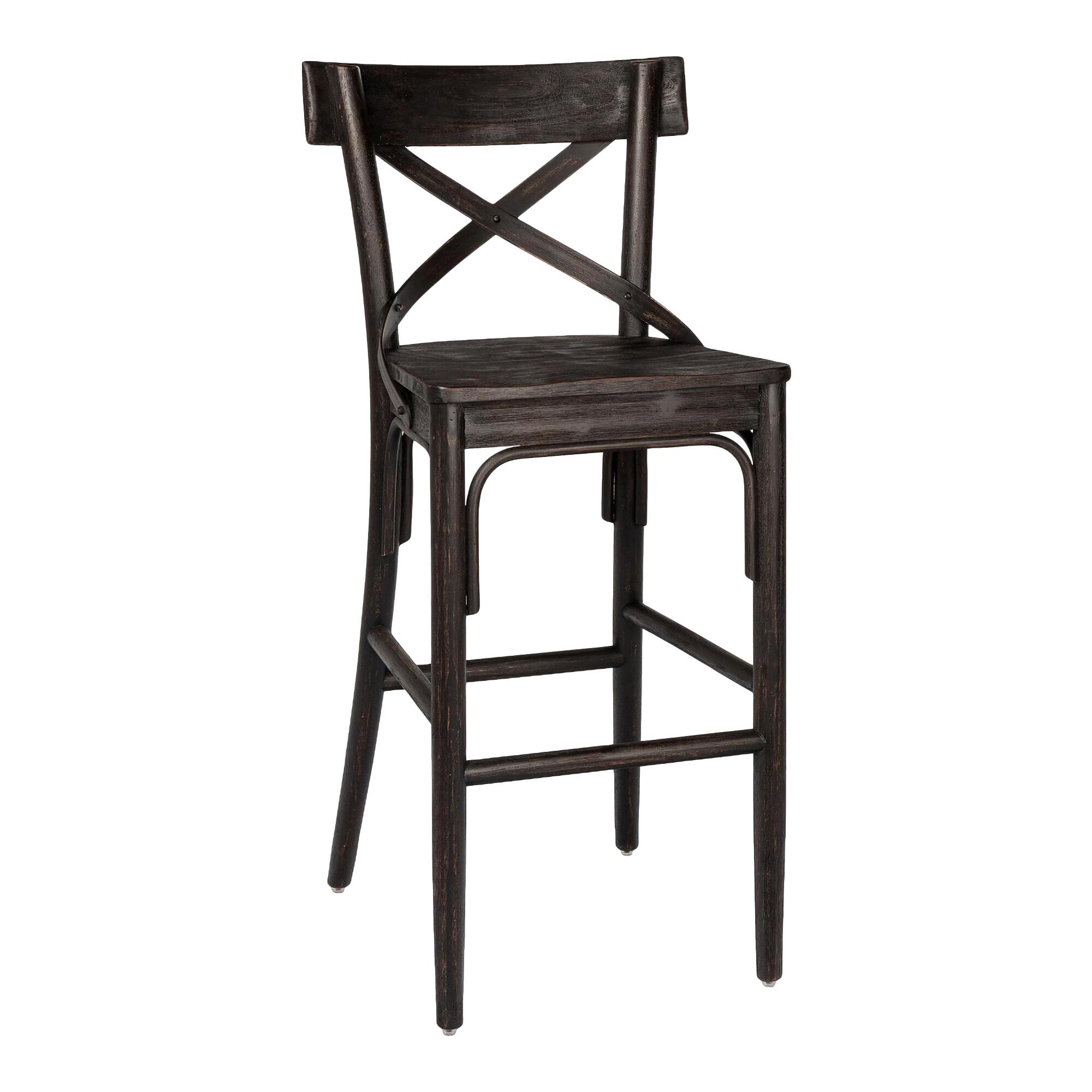 Distressed Wood Bistro Barstool: Black by World Market