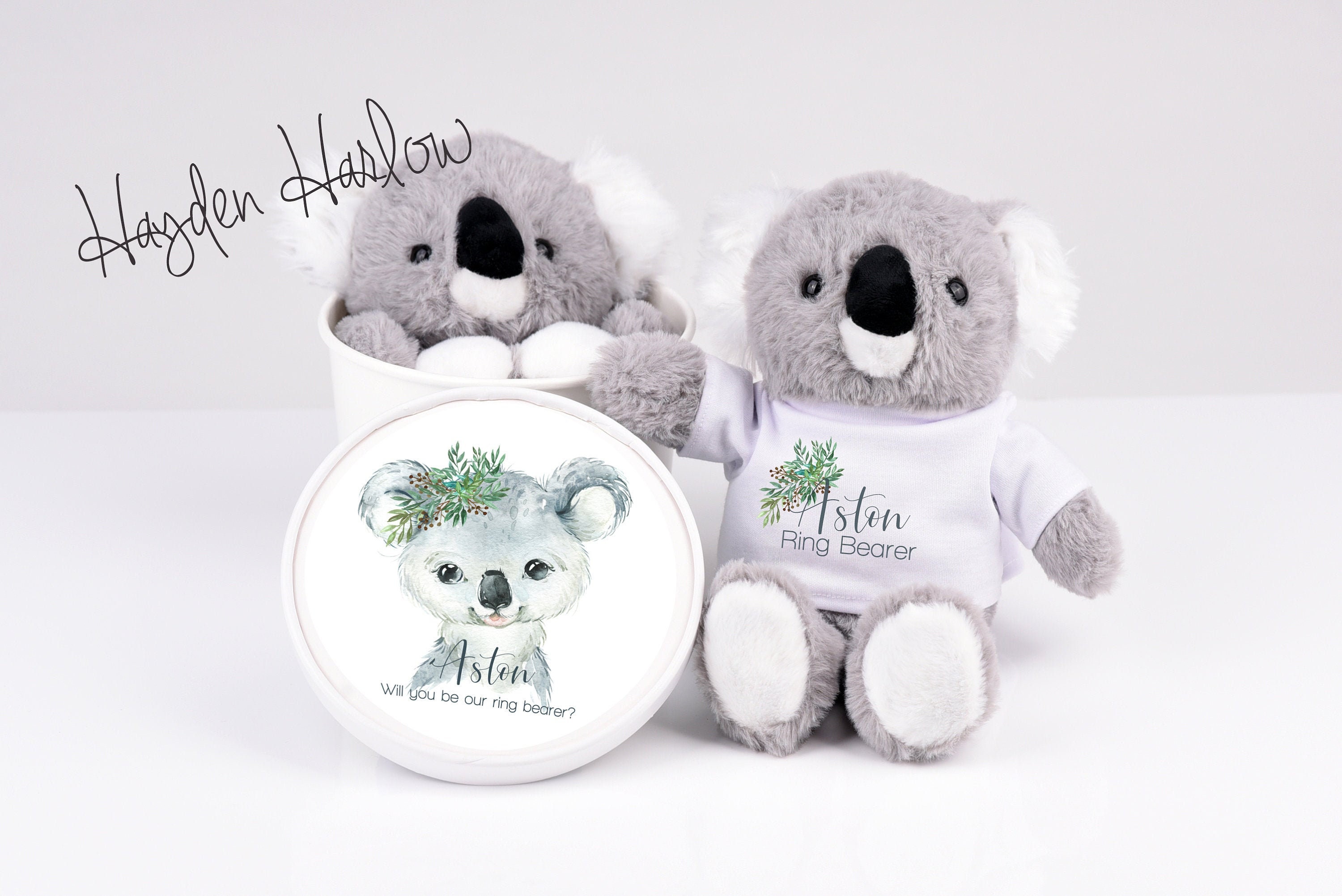 Limited Edition Personalized Koala Bear Gift -Ring Bearer | Flower Girl Ask-Proposal, Toddler Or Baby Shower Gift Set | Wcwreath