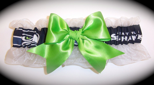 Seattle Seahawks Inspired Wedding Garter Handmade Keepsake Bridal Agw1