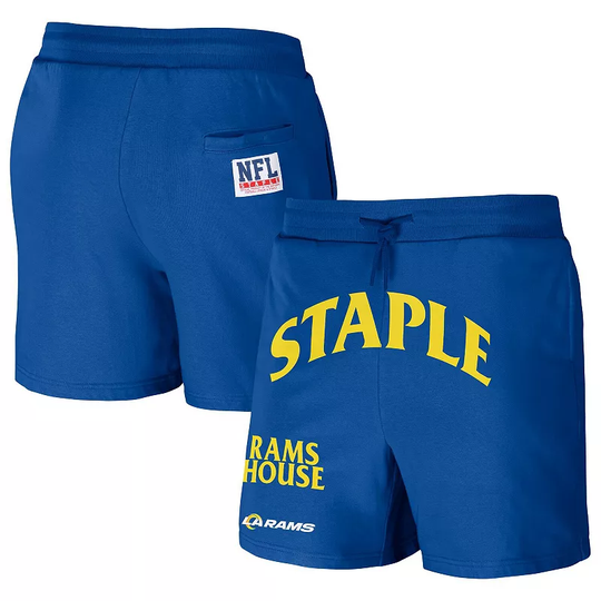 Men's NFL x Staple Royal Los Angeles Rams Throwback Vintage Wash Fleece Shorts, Size: Large, LAR Blue