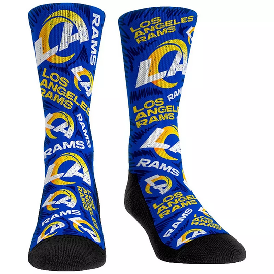Women's Rock Em Socks Los Angeles Rams Logo Sketch Crew Socks, Size: Small/Medium, Multicolor