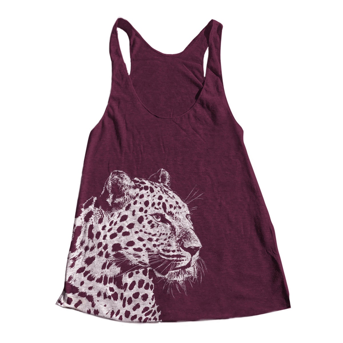 Leopard Women Tank Top Triblend Bella Canvas Racerback Hand Screen Printed Workout