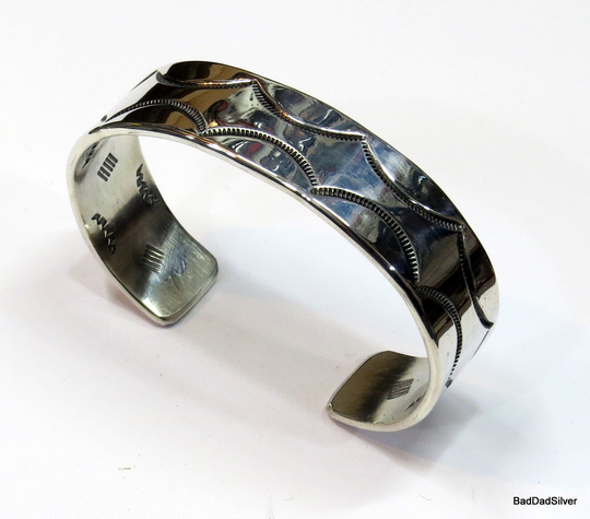 5/8" Wide, Heavy, Men's Classic, Sterling Silver Cuff Bracelet, Sz M