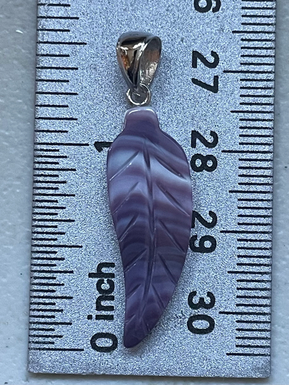 P3335 Feather Pendant Wampum Quahog Sterling Silver