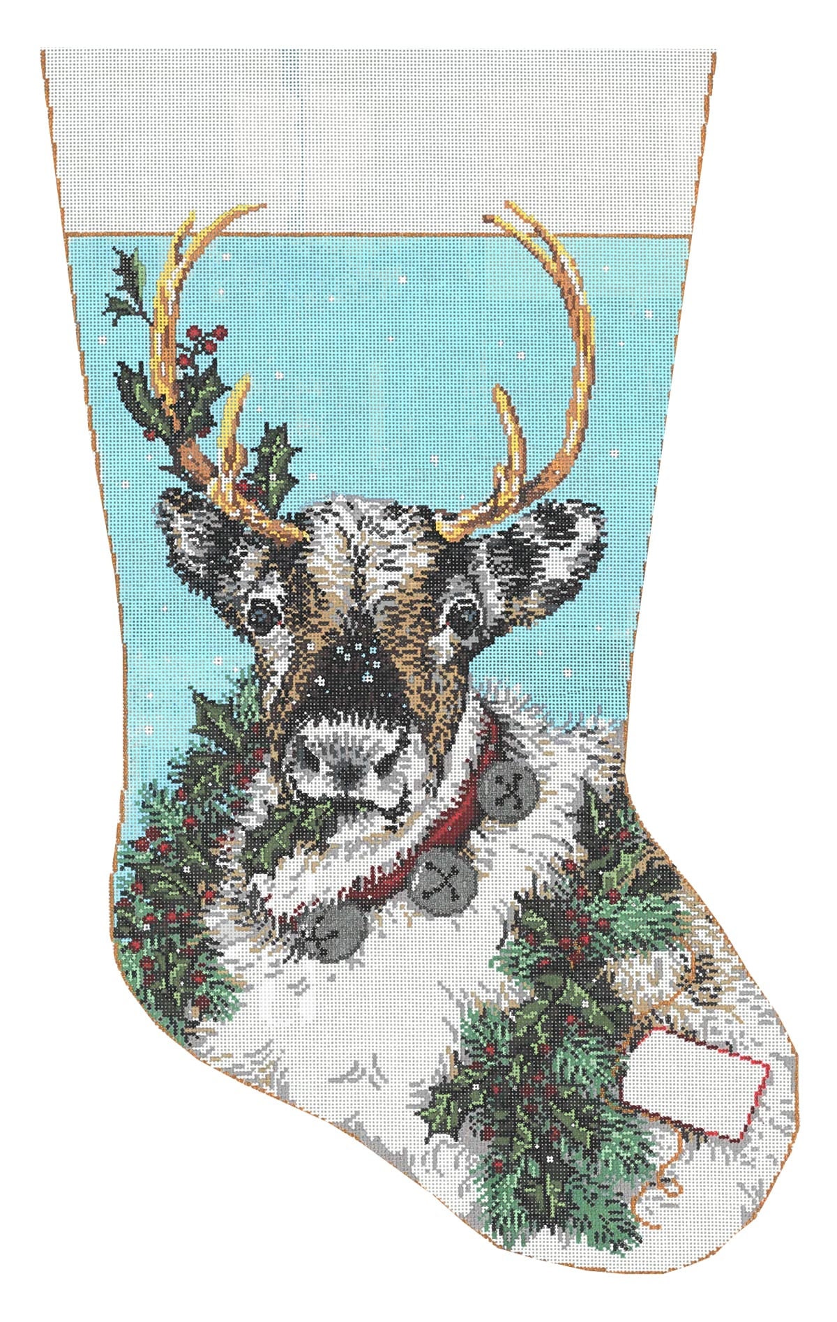 Needlepoint Handpainted Christmas Stocking Sandra Gilmore Yummy 23 -Free Us Shipping