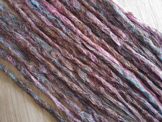 Synthetic Dreadlocks -Mermaid Blend Chocolate Base with Pink & Aqua Set Of 10 De - Natural Texture Microthin Dreadlock Extensions in Stock