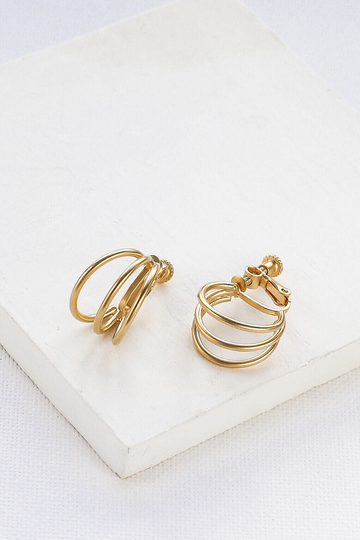 Ibiza Clip-On Earrings, Hoop Gold & Silver Plated, Classic Earrings