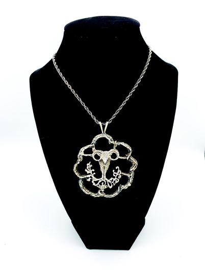 Antique Sterling Silver Aries Peruzzi Necklace 24"/ Astrology Necklace/ Zodiac Ram 925
