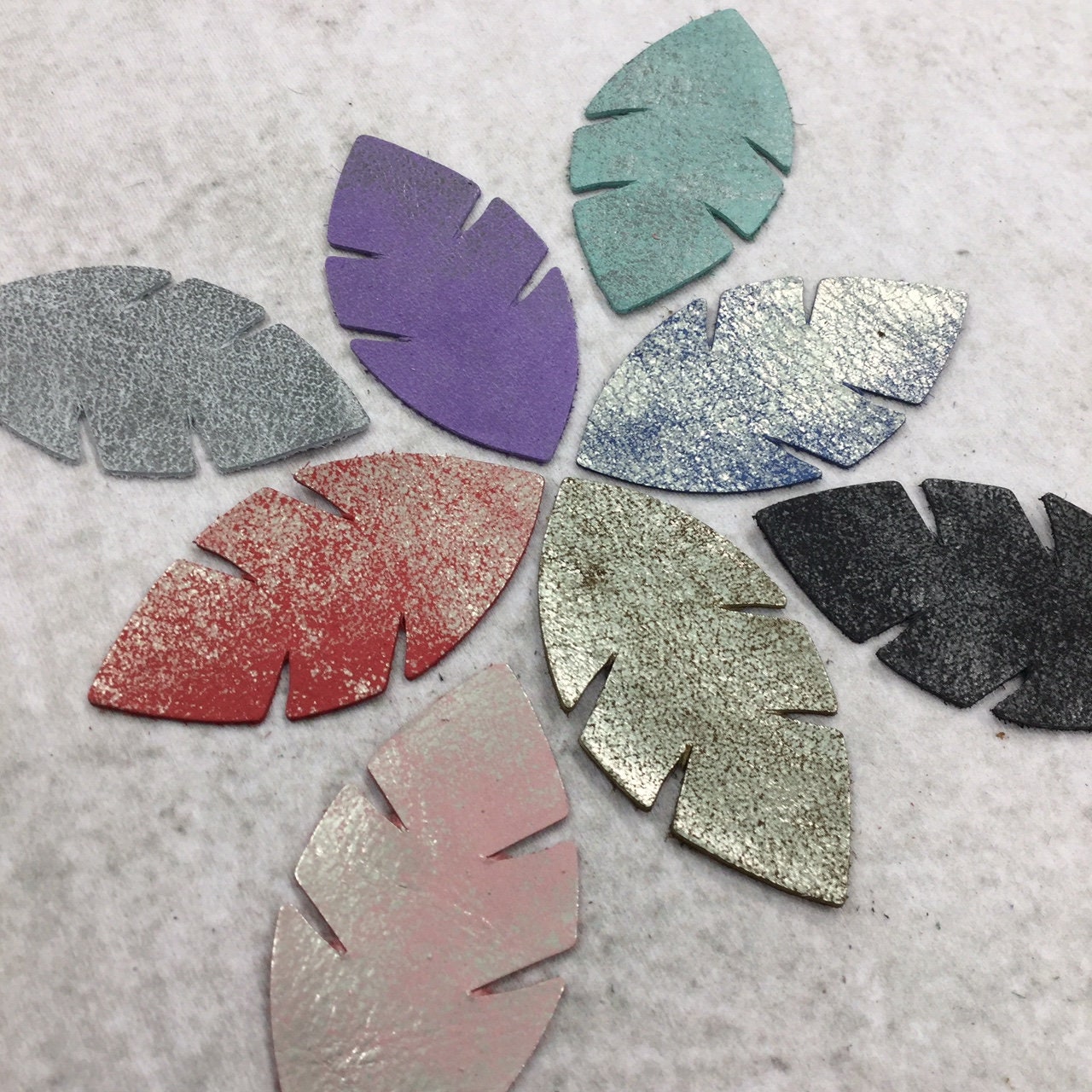 Genuine Distressed Metallic Leather, Palm Leaf, Earring Blanks, Leather For Jewelry, Vegas Collection, The Guy