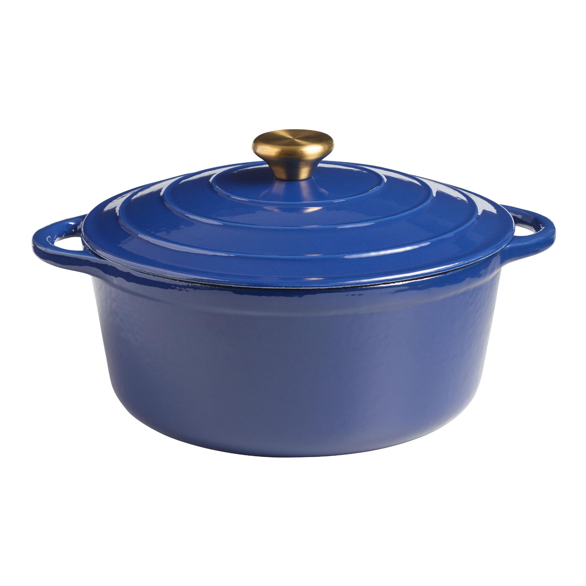5 Quart Indigo Blue Enamel Cast Iron Dutch Oven by World Market