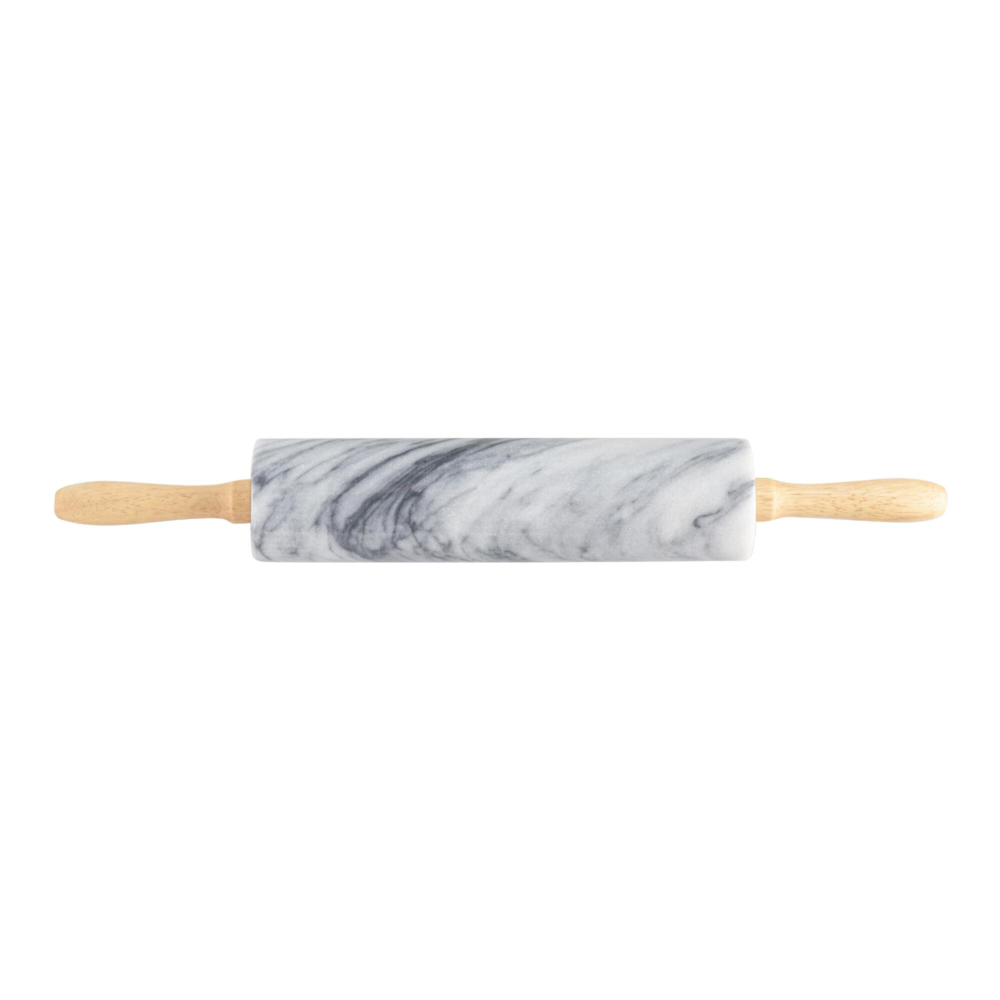 White Marble Rolling Pin With Wood Handles by World Market