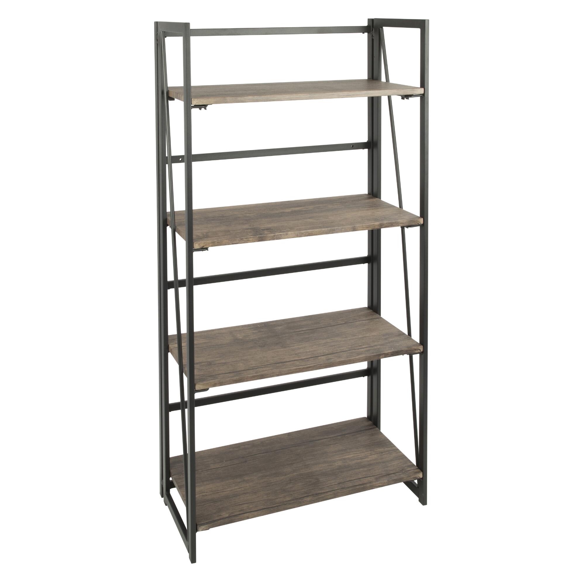 Wood And Black Metal Avery Bookshelf: Black/Brown by World Market