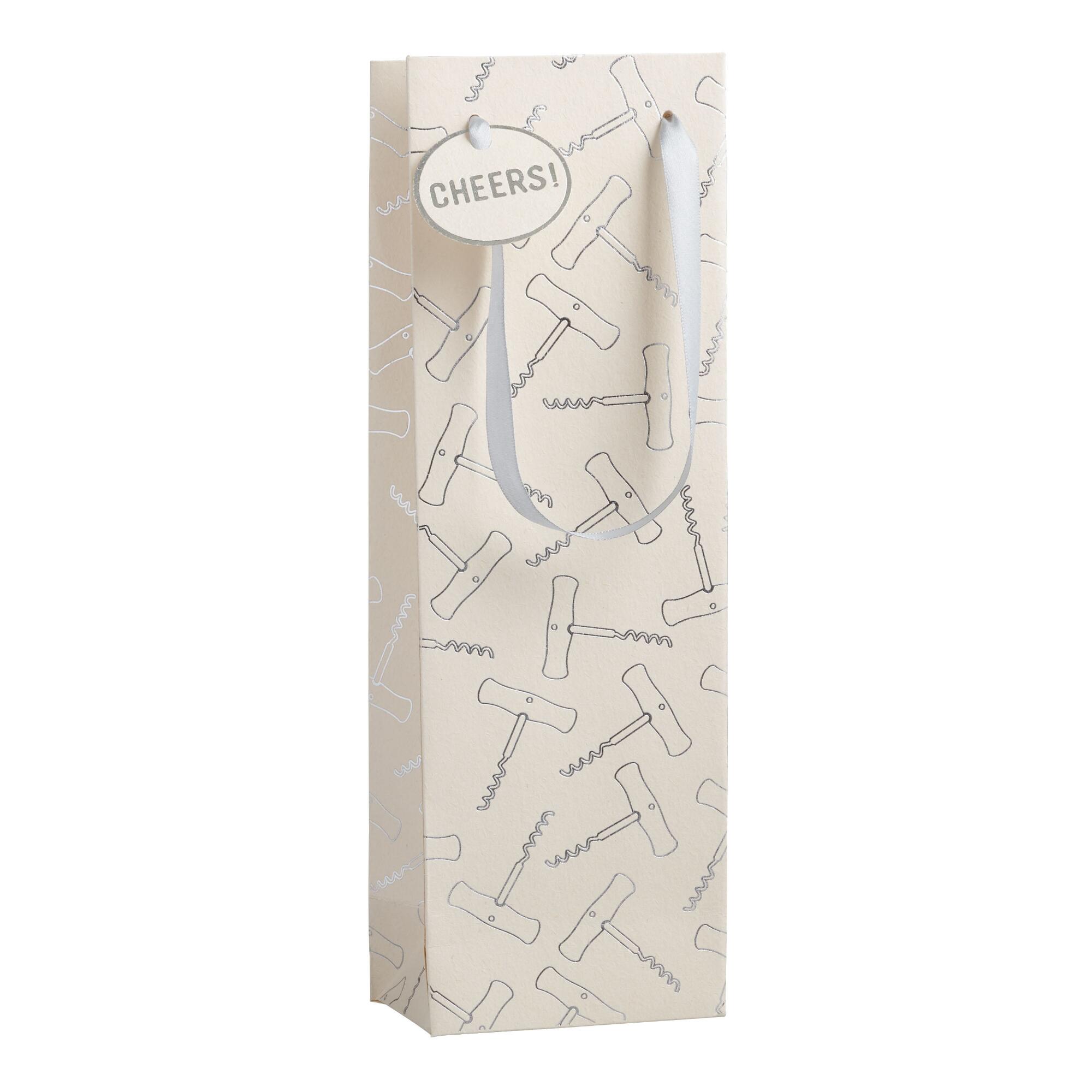 Ivory and Silver Corkscrew Wine Bag by World Market