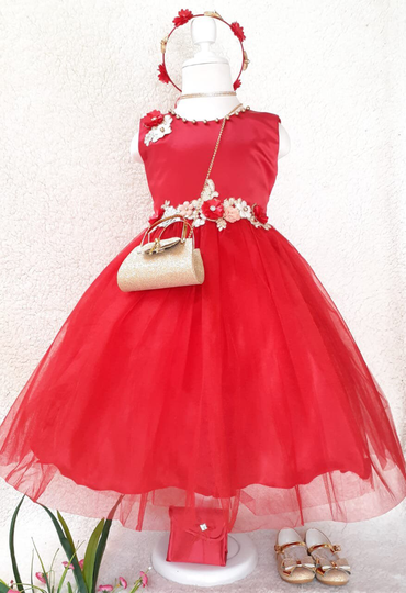 Red Dress/Toddler Birthday Dress/ Girls Tulle Toddler Girl Flower Dress For Special Occasion/ Princess Dress