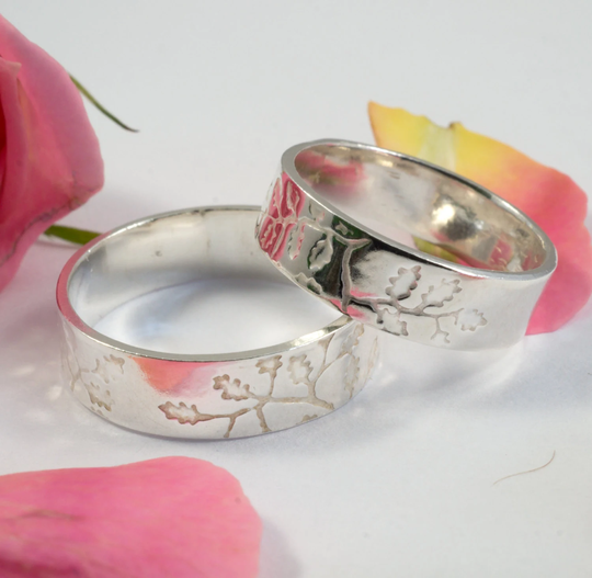 White Gold Oak Wedding Band A Large 5mm Wide 9Ct White Eco Gold Wedding Band