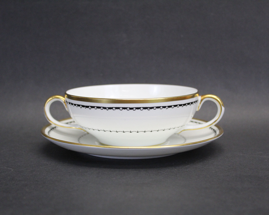 Vintage Crown Staffordshire "Blackstone' Cream Soup Bowl & Saucer | E13040