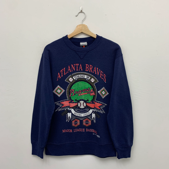 Vintage 90S Atlanta Braves Mlb Crewneck Sweatshirt Size Small