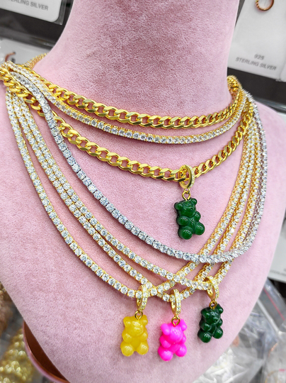 Gummy Bear Necklace With Tennis Chain, Gift For Her, Cute Necklace, Dainty