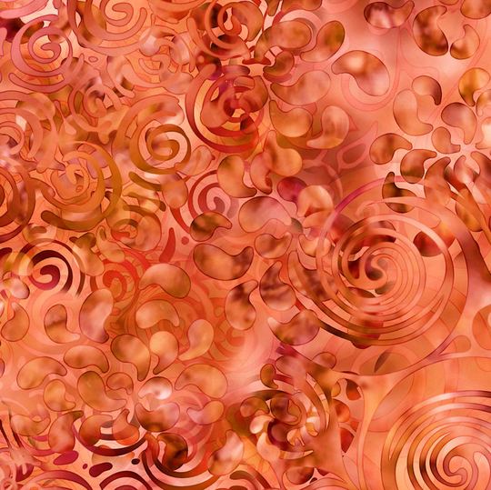 Swirling Texture Ombre Blender in Burnt Orange From Effervescence Collection For Qt Fabrics - 100% Cotton Color Fades Light To Dark
