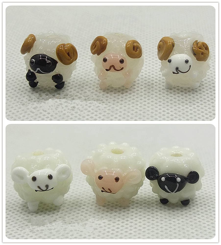 Glazed Bead 12x14mm Sheep Glass Beads Ram Lamp Animal Charm Bracelet Diy Bracelets Japanese Style