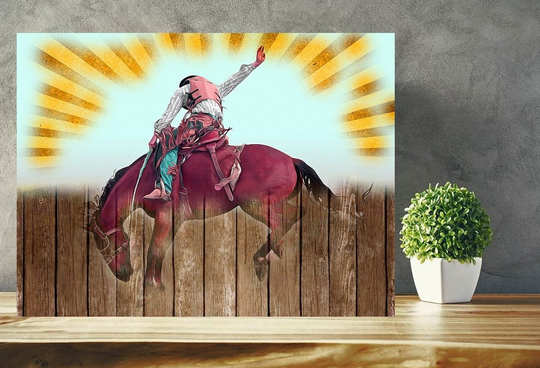 Rodeo Art, Cowboy, Bucking Horse, Horse & Rodeo, Wild West Print, Western Decor, Wyoming, Rancher, Equestrian, Southwest, Saddle