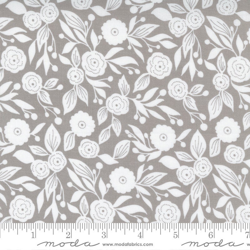 Christmas Morning - Winter Flora Blender Floral Tonal Dove Gray Lella Boutique Christmas Fabric Cotton Quilting Fabric Moda