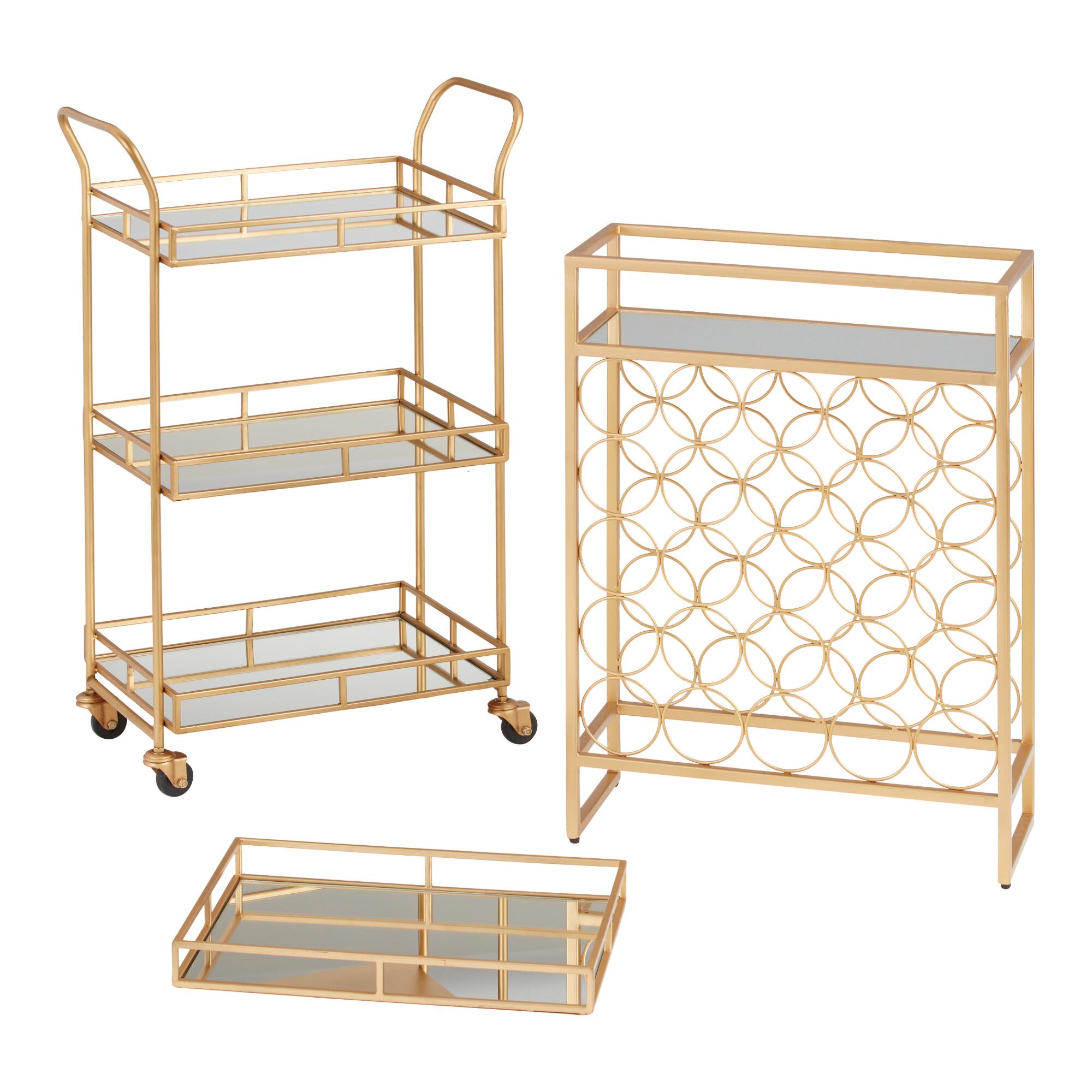 Antique Brass and Mirror Cole Home Bar Collection by World Market