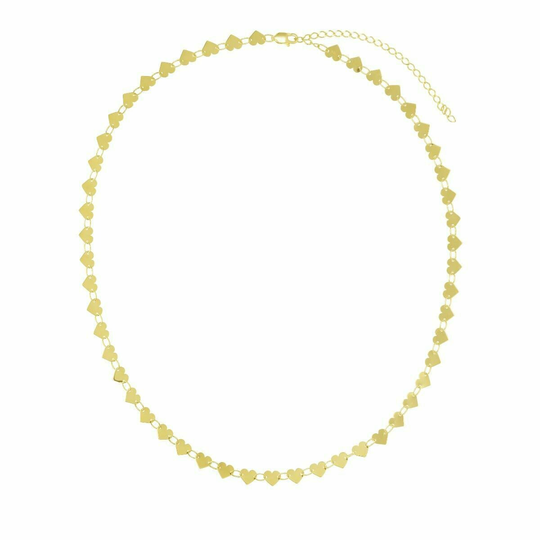 Mirrored Heart Necklace Chain Real 14K Yellow Gold 18"